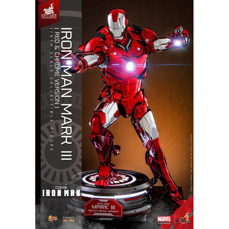 Iron Man Movie Masterpiece Diecast Action Figure 1/6 Iron Man Mark III (Red & Chrome Version) Hot Toys Exclusive 32 cm