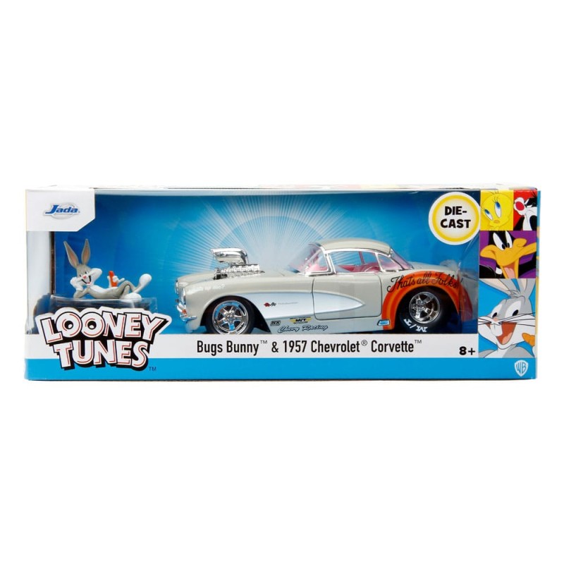 Looney Tunes Hollywood Rides Diecast Model 1/24 1957 Chevrolet Corvette with Bugs Bunny Figur