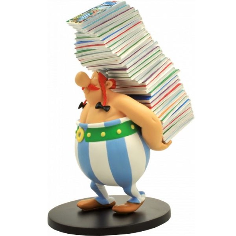 Asterix - Obélix With a Pile of Comics 24cm
